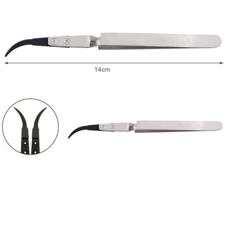 ST-15 Reversed Action Tweezer with Curved Black Ceramic Tip and Stainless Steel Body
