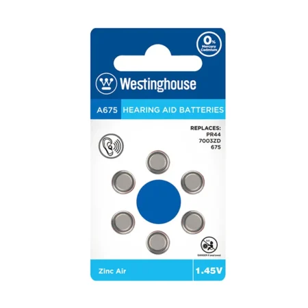 Westinghouse A675 Hearing Aid Battery 1.45V Zinc Air (1pc) – Long-Lasting Stable Power for Hearing Devices