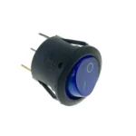 Round Rocker Switch with Blue LED – 6A 250VAC