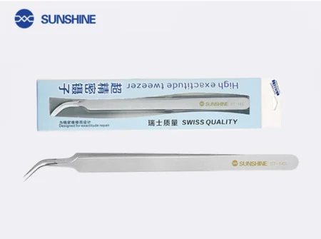 Sunshine ST-14S Curved Tweezer High Precision Tweezer – Stainless Steel, Anti-Acid, Anti-Magnetic