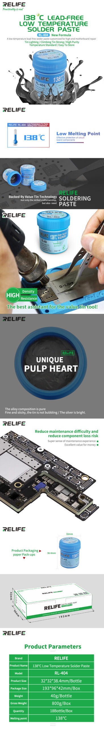 Relife RL-404 40g 138°C Low-Temperature Melting Point Lead-free Tin Solder Paste for Mobile Phone BGA Repair 1 1597311687578 0 scaled