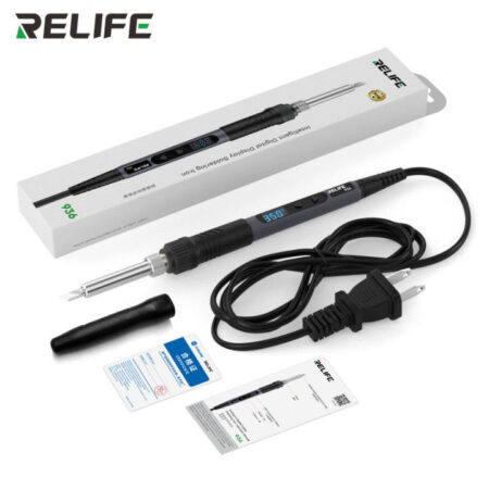 RELIFE Digital Soldering Iron 90W | 936-Compatible, 120–550 °C, Auto Sleep (Knife Tip Only)