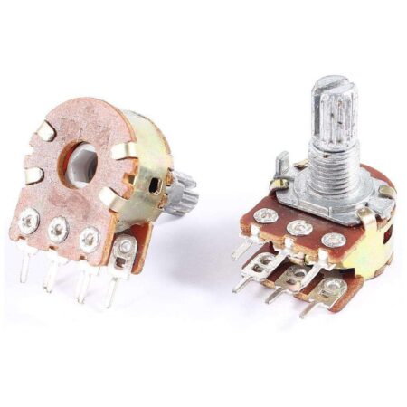 Dual-Gang Rotary Potentiometer 100 kΩ 6 Pins 15 mm Shaft