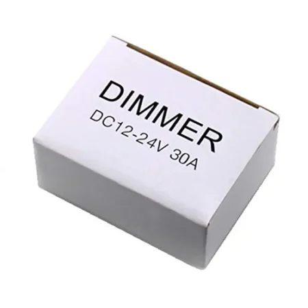 LED Dimmer DC 12–24V 30A (Single-Color PWM, Knob Control, Metal Housing)