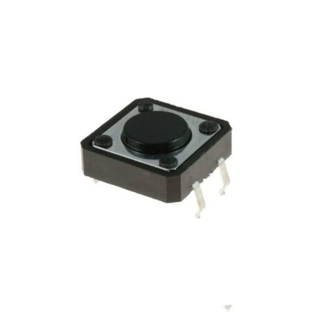 Push Button 4 pin 12x12x4.3mm | 12×12mm 4-Pin Tactile Push Button Switch (Black Cap)