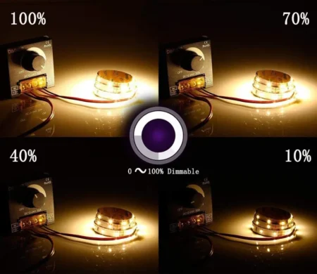 LED Dimmer DC 12–24V 30A (Single-Color PWM, Knob Control, Metal Housing)