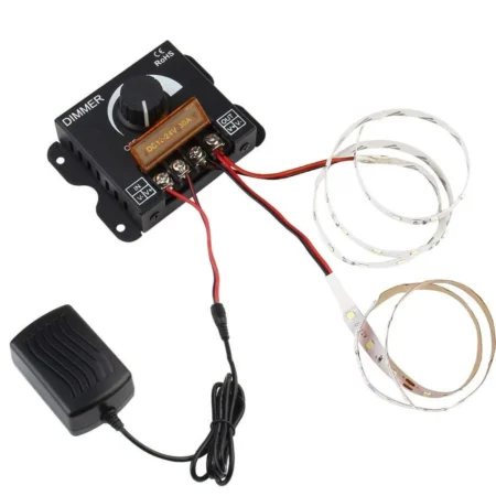 LED Dimmer DC 12–24V 30A (Single-Color PWM, Knob Control, Metal Housing)