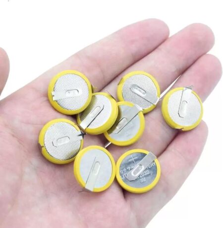 CR2032 with pins — 3V Coin Battery, 2-Pin Horizontal