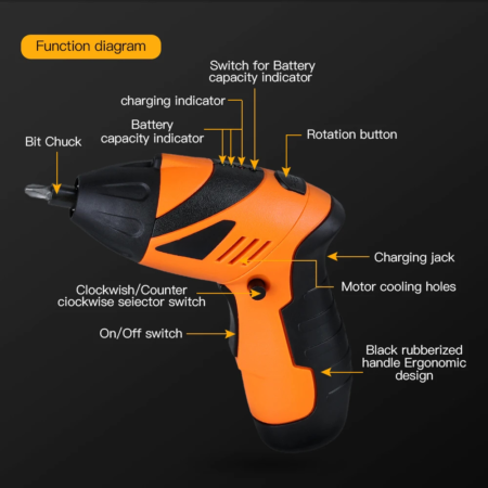 Cordless Screwdriver 4.8V – 200 RPM, 3 N·m