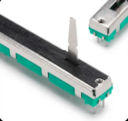 Linear Slide Pot 10k (103) — 6-Pin Dual-Gang, 45×9 mm Body, 15 mm Metal Shaft