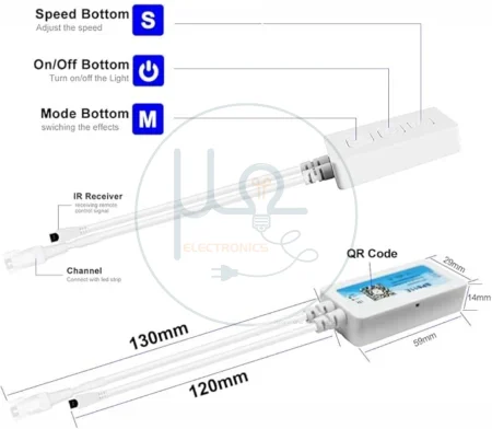 SP611E Bluetooth, IR & Music Controller for WS2812B, WS2811 and SK6812 Addressable LED Strips