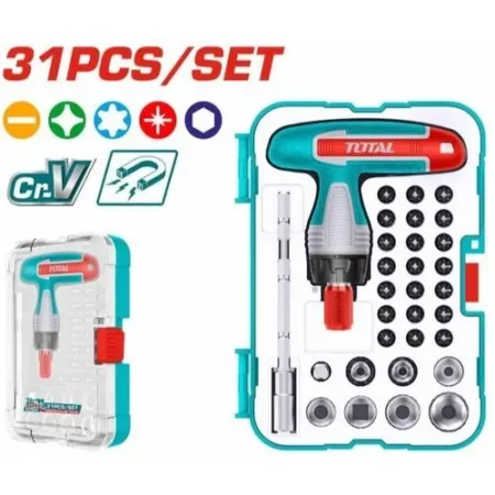 TOTAL 31 Pcs T Handle Wrench Screwdriver Set (TACSD30316 )