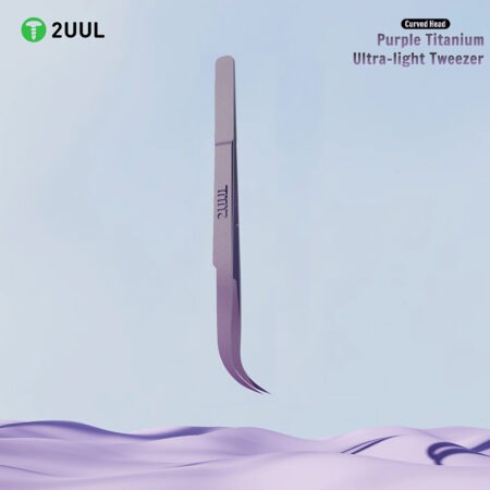 2UUL TI22 Purple Titanium Curved Tweezer — Ultralight Curved Precision Tweezer for Phone Repair