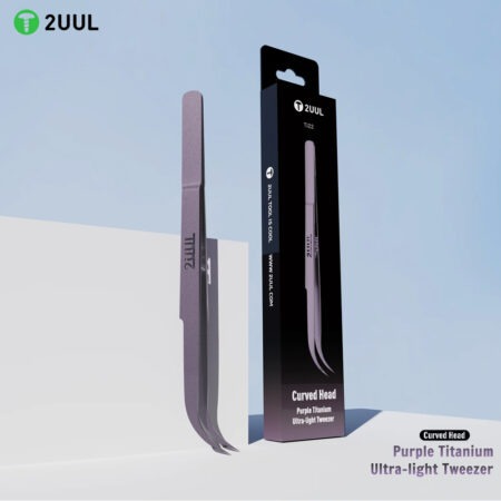 2UUL TI22 Purple Titanium Curved Tweezer — Ultralight Curved Precision Tweezer for Phone Repair
