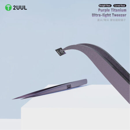 2UUL TI22 Purple Titanium Curved Tweezer — Ultralight Curved Precision Tweezer for Phone Repair