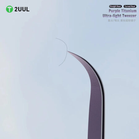 2UUL TI22 Purple Titanium Curved Tweezer — Ultralight Curved Precision Tweezer for Phone Repair