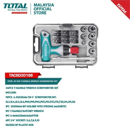 TOTAL 31 Pcs T Handle Wrench Screwdriver Set (TACSD30316 )