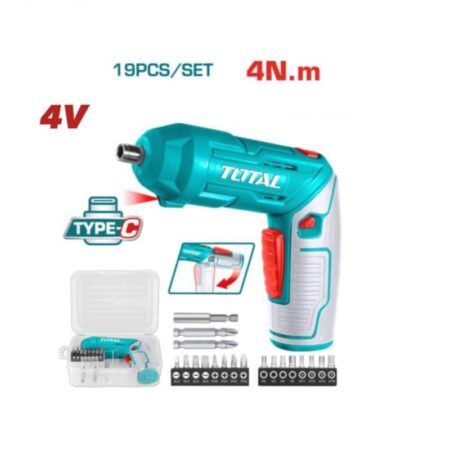 TOTAL Cordless Screwdriver 4V 4Nm TSDLI0442 — USB‑C, 240 rpm