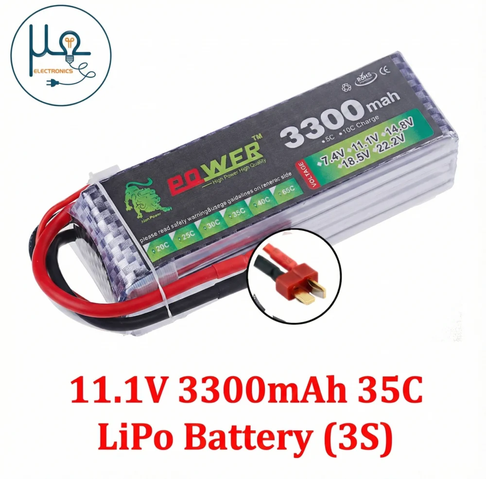 11.1V 3300mAh 35C LiPo Battery (3S) — High-Discharge Pack for RC, FPV &Robotics