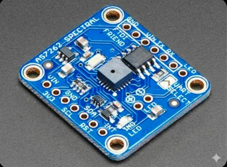 AS7262 6-Channel Visible Light Color Sensor Breakout (Adafruit-style 3779) — I²C / UART, 3.3–5V, On-Board LEDs