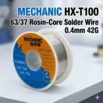 MECHANIC HX‑T100 63/37 Rosin‑Core Solder Wire 0.4mm | 42g Spool (GW 55g) – Fine‑Pitch, Low‑Spatter