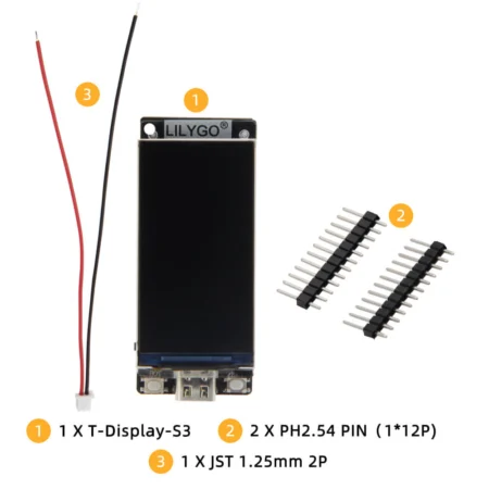 LILYGO T-Display S3 ESP32-S3R8 1.9" LCD Development Board – 16MB Flash, 8MB PSRAM, Non-Touch, Non-Soldered
