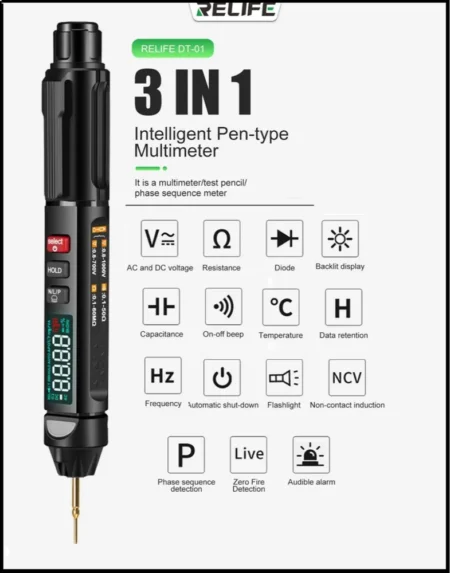 Relife DT-01 3in1 Pen-Type Digital Multimeter Auto Lntelligent Sensor Pen