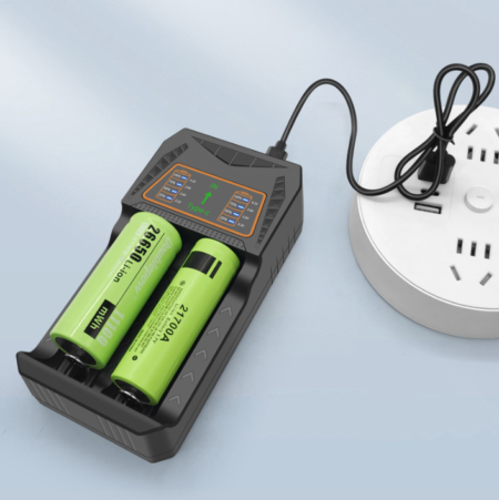 MH-5D82HP USB-C Dual-Slot 18650/21700 Charger | 4.2V 2000mA, Independent Charging