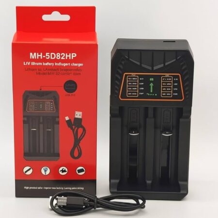 MH-MH-5D82HP USB-C Dual-Slot 18650/21700 Charger | 4.2V 2000mA, Independent Charging — Supports 18650/21700/26650/18500/14500/16340