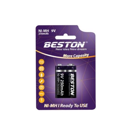 BESTON 9V 250mAh Ni‑MH Rechargeable Battery — Single Piece (1 pc)