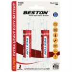 BESTON AAA 1.5V Super Extra Heavy Duty (R03S) Zinc‑Carbon — 2 Pcs Card