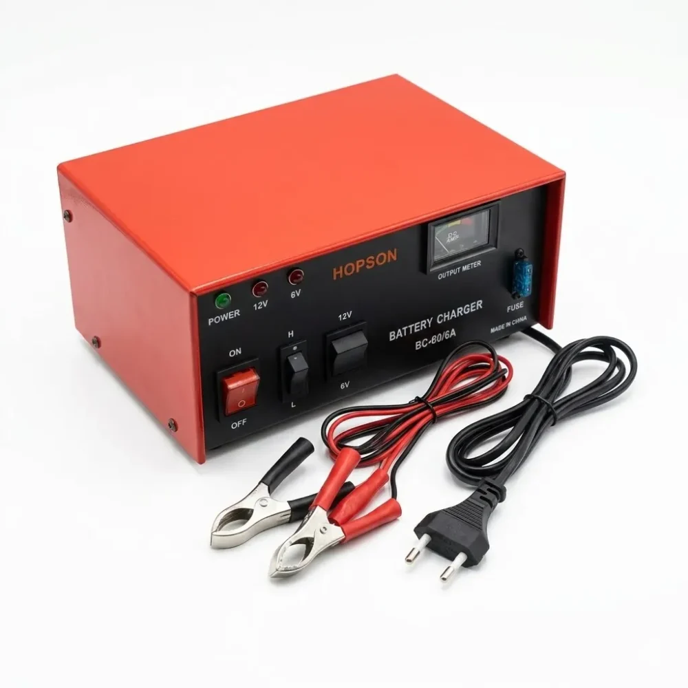 HOPSON Battery Charger BC-60/6A – Dual Voltage 6V/12V with Ventilation Fan & Automatic Cut-Off