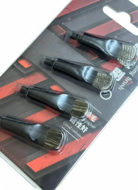 Brush Debonding Heads for Motherboard Chip Glue 4pcs Threaded Steel & Bristle Mix