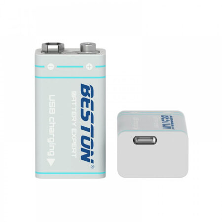 BESTON 9V Li‑ion 1000mAh USB‑Rechargeable Battery (USB‑C Charging)