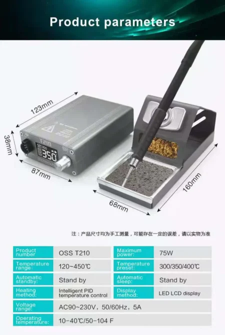 OSS Soldering Station T210 75W with LED Display & Auto Sleep