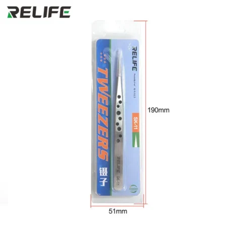 Relife SK-11 Straight Anti-static Stainless Precision Tweezers with Holes for Mobile Phone Repair