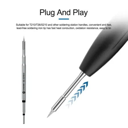 SUNSHINE Soldering Tip SS-C210-I for T210 Handle — Straight “I” Needle Geometry