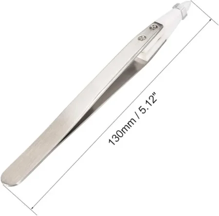 Straight Ceramic Tweezer 130mm — White Tips for Soldering & 3D Printing