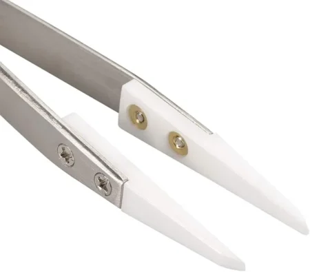 Straight Ceramic Tweezer 130mm — White Tips for Soldering & 3D Printing