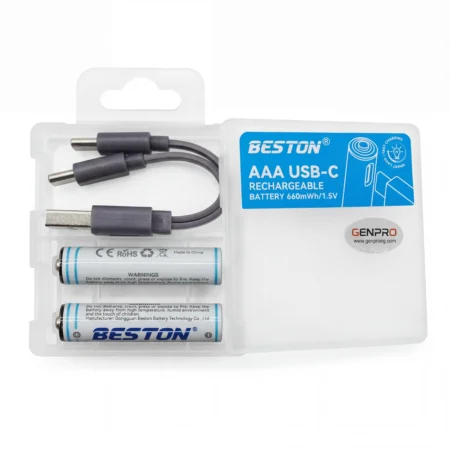 Beston AA 1.5V USB‑C Rechargeable Lithium Battery 2AC‑60 — 2‑Pack (1460 mAh)