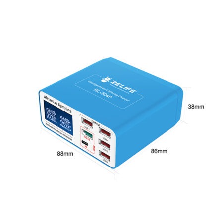RELIFE RL-304P Smart 6-Port USB Charger | PD 3.0 + QC 3.0, Digital Display, 40W Max