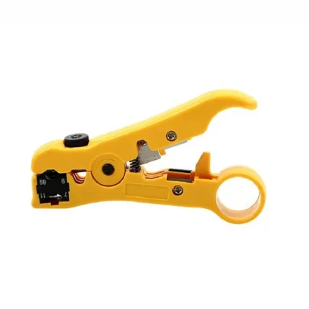 Universal Coax & Cable Stripping Tool — 4-in-1 (RG59/RG6/RG11, Round/Flat, Cutter), 120 mm