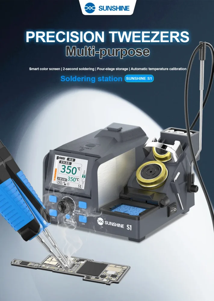 SUNSHINE S1 Intelligent Precision Soldering Station (Color Screen, Precision Tweezers, Smart Control)