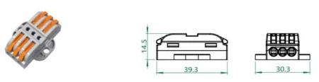 Wago LT-223-3 Panel Mount Wire Connector 3 In 3 Out – Spring Clamp Cable Terminal 