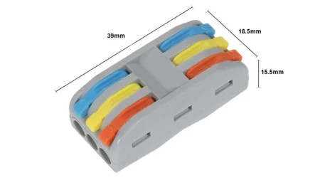 WAGO PCT-223M Wire Connector 3 In 3 Out – Compact Spring Lever Cable Connector 