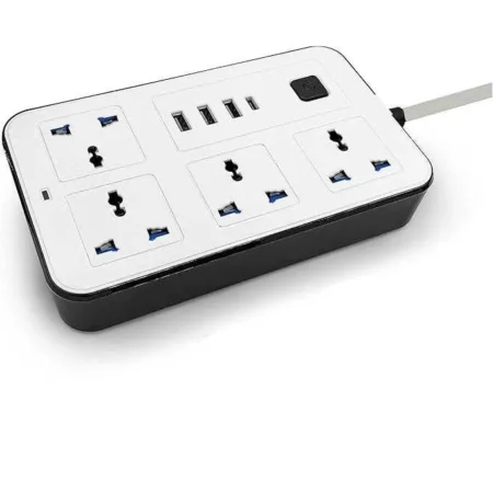 Universal Power Strip 2m — 4 AC Outlets + 3×USB-A + 1×USB-C (PD) | Multi-Device Charging Extension Lead