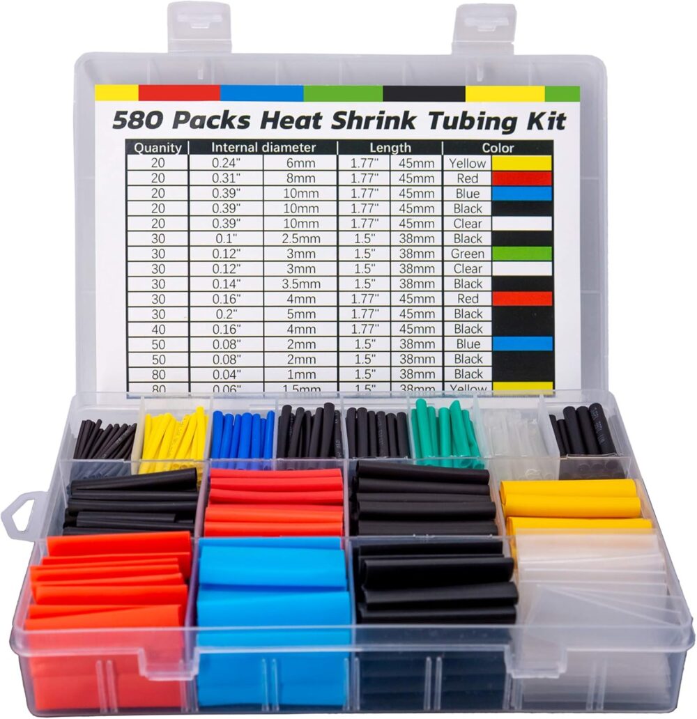 Heat Shrink Tubing Assortment Kit — 580 Pcs, 11 Specifications, Multi-Color