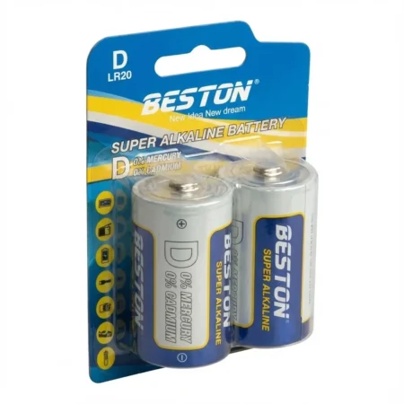 Beston D LR20 1.5V Super Alkaline Battery — Carded 2‑Pack