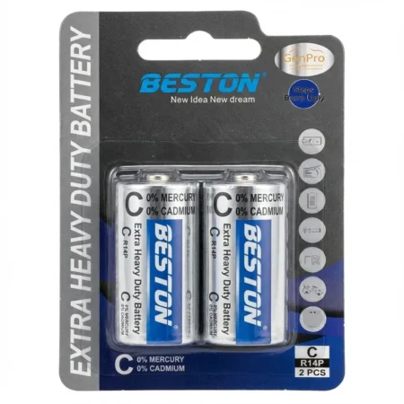 Beston C R14S 1.5V Extra Heavy Duty Battery — Carded 2‑Pack