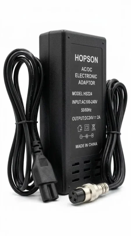 HOPSON HS224 AC/DC Electronic Adaptor – 24V 2A (3-Pin XLR Female) – Electric Scooter Power Supply